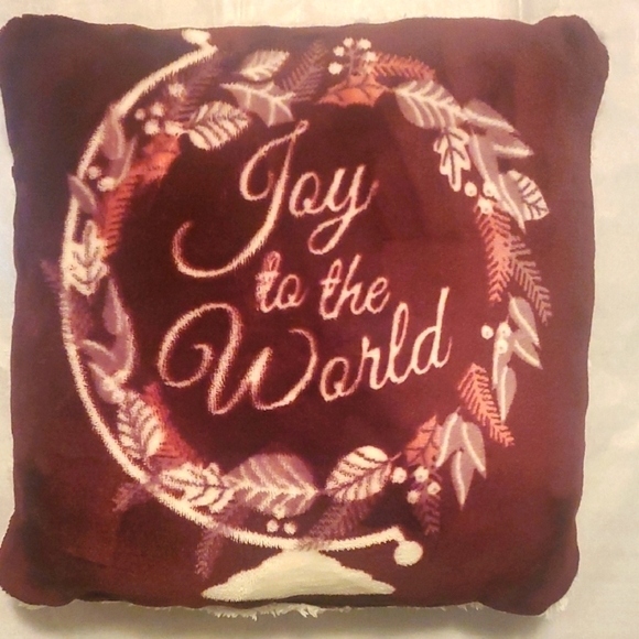 Joy to the World Holiday Pillow - Burgundy/Plum - Picture 1 of 4